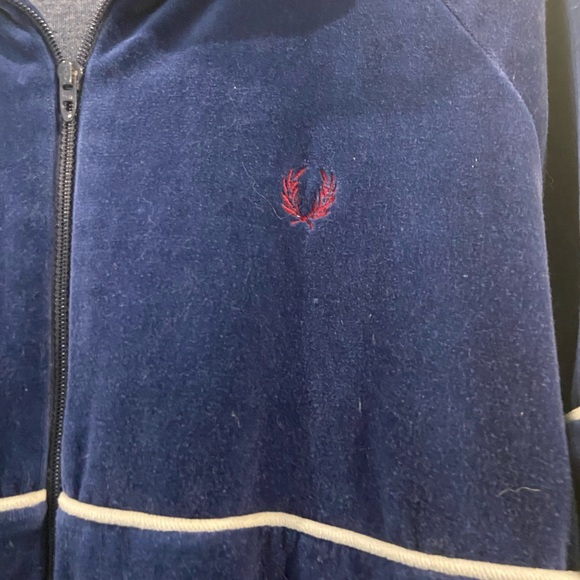 VINTAGE FRED PERRY VELOUR TRACKSUIT SPORTSWEAR Size LARGE NAVY - Picture 2 of 4
